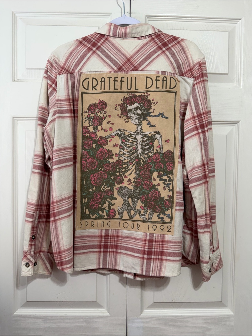 Upcycled Grateful Dead Plaid Back-Print Flannel Shirt